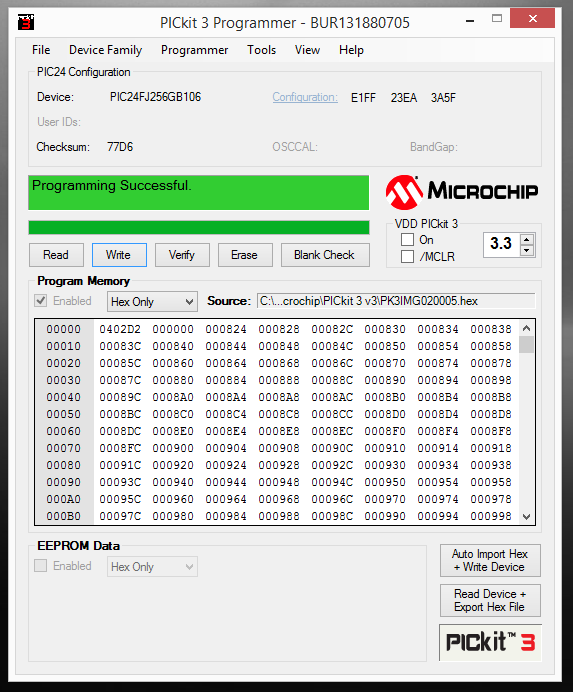 Programming was successful!