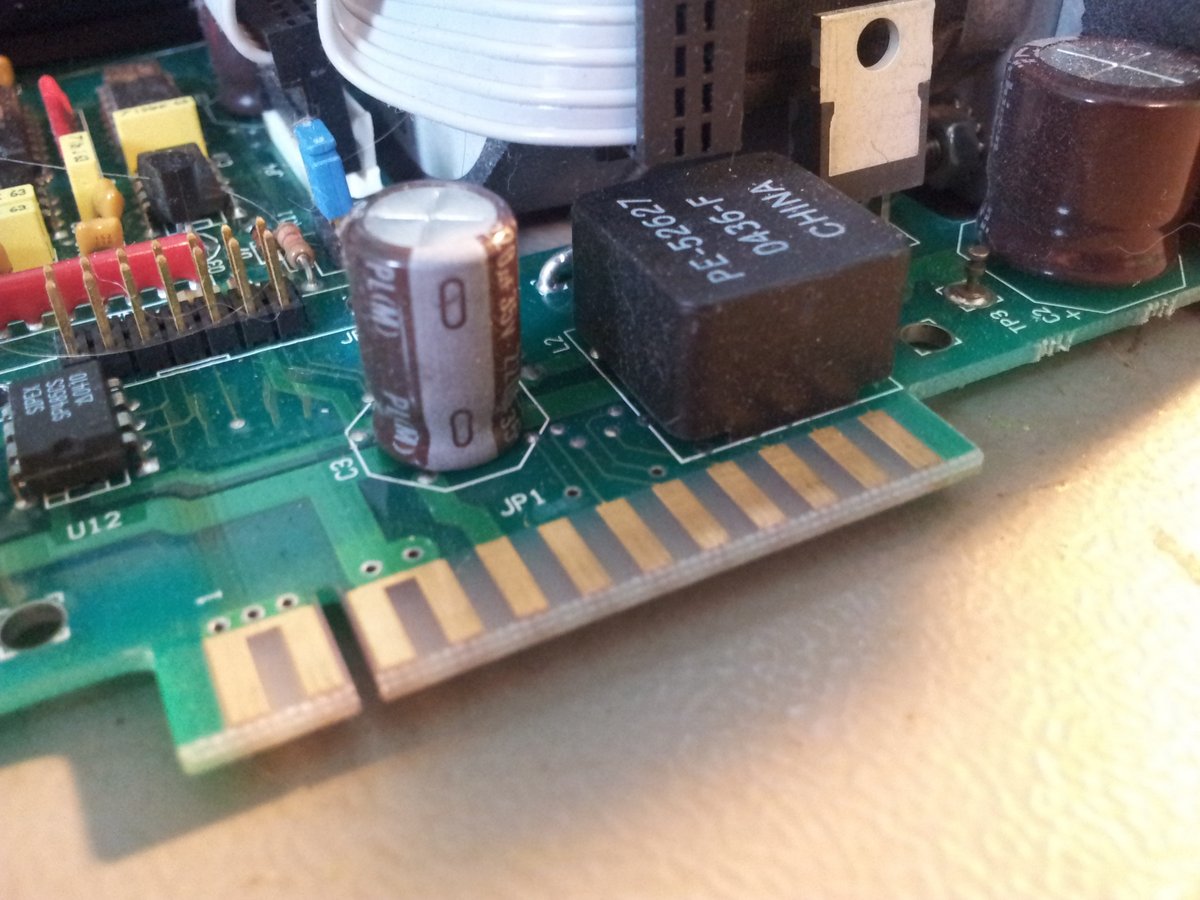 An example of a PCB card edge connector. This is a photo of the Cavro XL-3000 syringe pump.