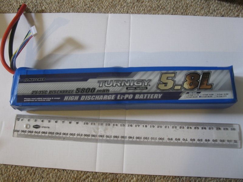 A lithium-ion polymer battery from Hobby King.