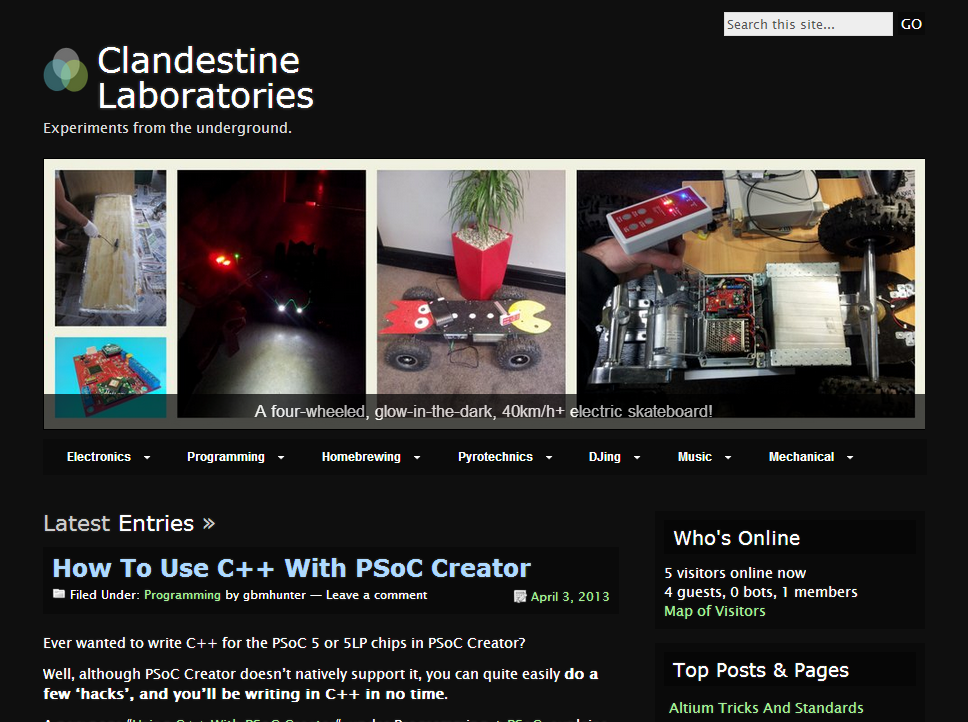 The CladLabs background has been changed to a dark, dark grey (April 2013).