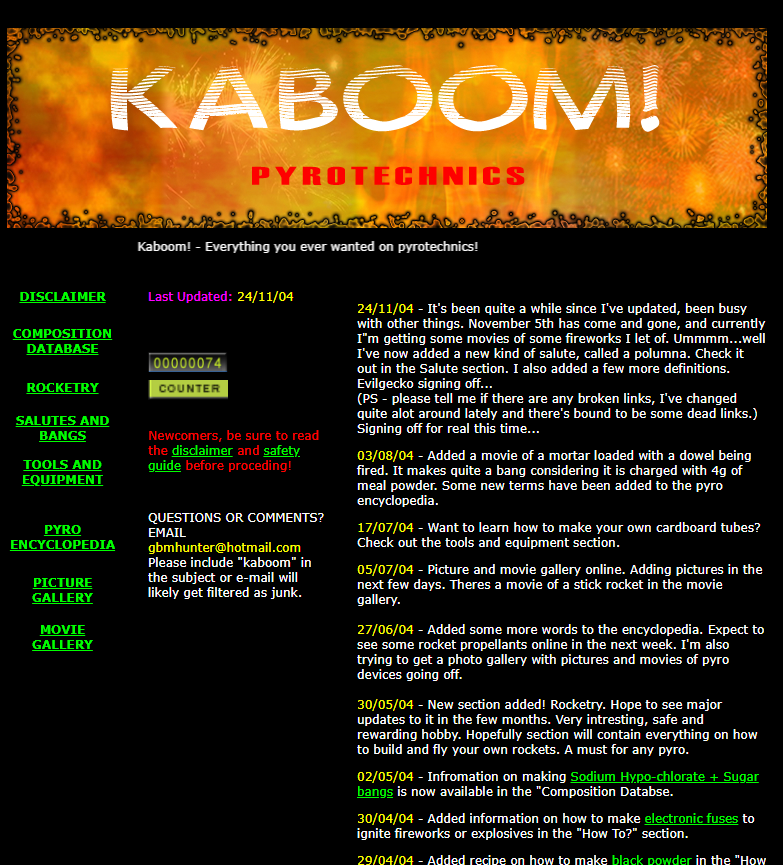 The homepage of the original blog back in 2004.