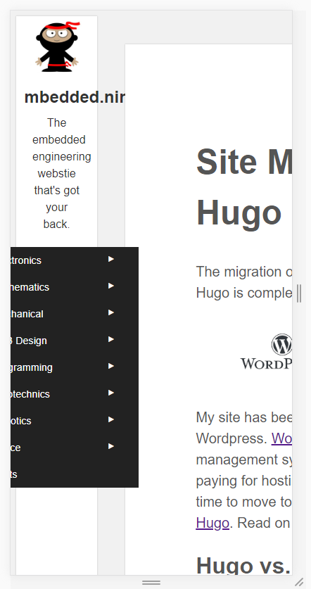 This is what the blog.mbedded.ninja homepage currently looks like when rendered on a cellphone. Urgh...
