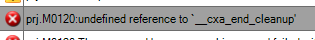 Add the custom compile flag '-fno-exceptions' to every .cpp file you want to compile in PSoC Creator to prevent the 'undefined reference to __cxa_end_cleanup' linker error.