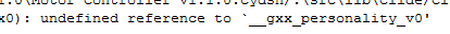 Add the custom compile flag '-fno-exceptions' to every .cpp file you want to compile in PSoC Creator to prevent the 'undefined reference to __gxx_personality_v0' linker error.