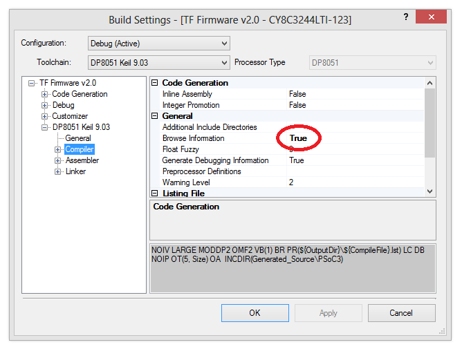 How to get rid of the PSoC 3 build error 'Invalid Input Module' (change it to FALSE).