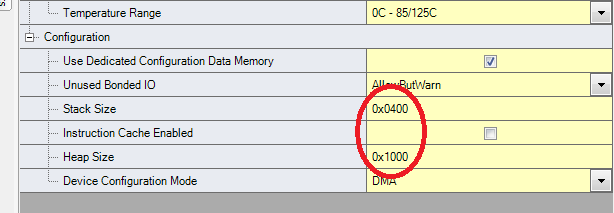 How to change the stack and heap sizes for PSoc 5 devices in PSoC Creator.